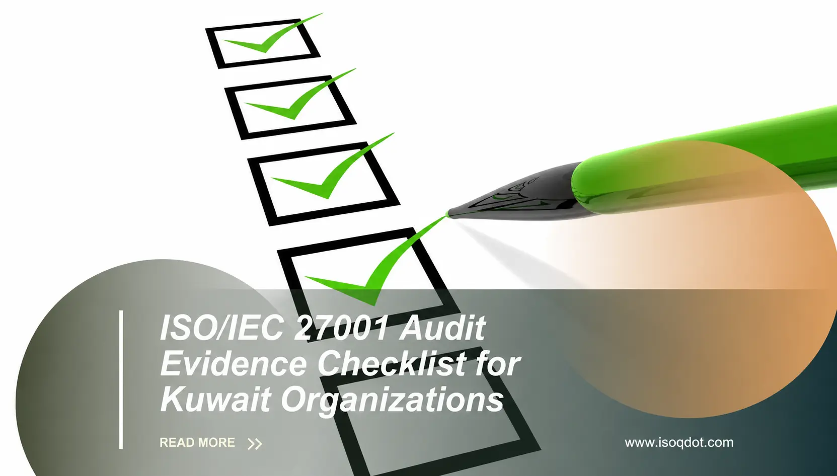 Pen ticking off checklist items, illustrating ISO/IEC 27001 audit readiness for Kuwait organizations